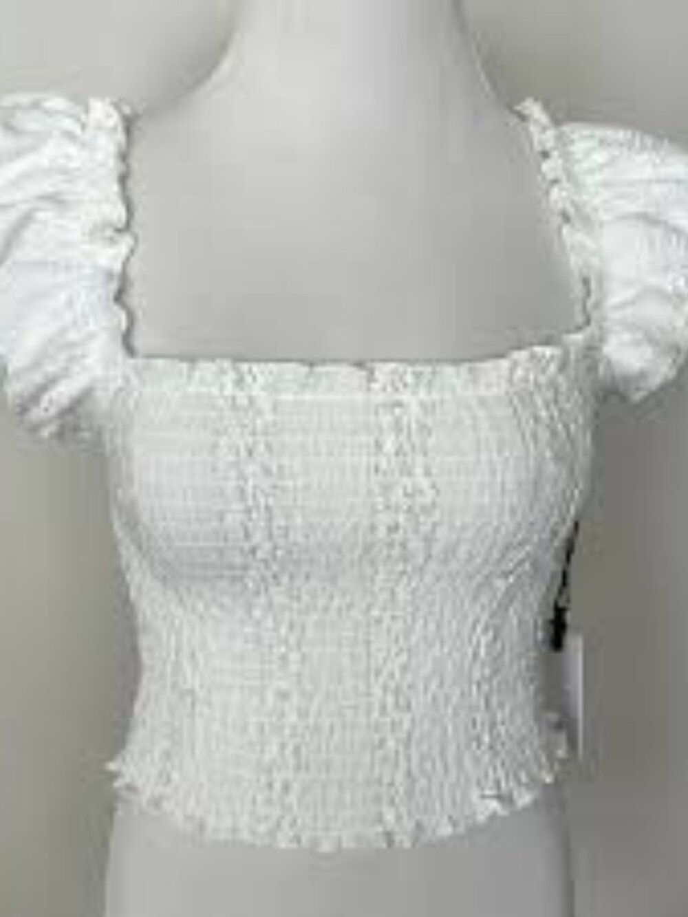 ASTR the label Wide-Neck Smocked Flutter Gauze January Top, Size XS.